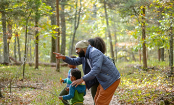 a family on a trail